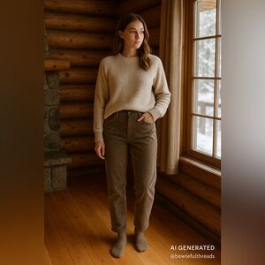 Soft Mushroom Brown Corduroy Pants Stretch Waist 16.5 Hip 21.5 Inseam 28.5